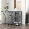 Load image into Gallery viewer, Cat Cage House, Catio Cat Indoor Enclosure on Wheels, Weather-Resistant Wooden Kitty Cage with Platforms, Hammock, Light Grey
