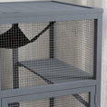 Load image into Gallery viewer, Cat Cage House, Catio Cat Indoor Enclosure on Wheels, Weather-Resistant Wooden Kitty Cage with Platforms, Hammock, Light Grey
