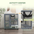 Load image into Gallery viewer, Cat Cage House, Catio Cat Indoor Enclosure on Wheels, Weather-Resistant Wooden Kitty Cage with Platforms, Hammock, Light Grey
