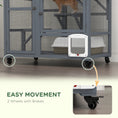 Load image into Gallery viewer, Cat Cage House, Catio Cat Indoor Enclosure on Wheels, Weather-Resistant Wooden Kitty Cage with Platforms, Hammock, Light Grey
