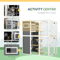 Charger l'image dans la visionneuse de la galerie, Wooden Cat Catio, 66.5"L Walk in Outdoor Cat House with PVC Weather Protection Roof, Multiple Platforms, Lockable Doors, Resting Condo, Observation Window, for 2 Cats
