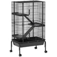 Charger l'image dans la visionneuse de la galerie, 47"H Ferret Cage, Large 4-Tier Guinea Pig Cage with Wheels, Ramps, Bowl, Water Bottle & Removable Tray, Metal Small Animal Habitat for Rabbits, Chinchillas, Black

