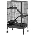 Charger l'image dans la visionneuse de la galerie, 47"H Ferret Cage, Large 4-Tier Guinea Pig Cage with Wheels, Ramps, Bowl, Water Bottle & Removable Tray, Metal Small Animal Habitat for Rabbits, Chinchillas, Black
