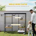 Load image into Gallery viewer, Catio Outdoor Cat Enclosure, Weld Wire Outdoor Cat House with Waterproof Cover, 4 Jumping Platforms, Hammock, Cat Cage Indoor for 1-3 Kittens, 69" x 22" x 62", Black
