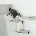 Load image into Gallery viewer, Cat Wall Shelves, 7PCs Cat Shelves with Perches, House, Sisal Post Ladder, Bed & Ball, Ceiling Wall Mounted Cat Climber, Grey
