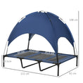 Load image into Gallery viewer, Raised Dog Bed Waterproof Elevated Pet Cot with Breathable Mesh UV Protection Canopy Blue, for XL Dogs, 122 x 92 x 108cm
