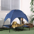 Load image into Gallery viewer, Raised Dog Bed Waterproof Elevated Pet Cot with Breathable Mesh UV Protection Canopy Blue, for XL Dogs, 122 x 92 x 108cm
