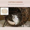 Load image into Gallery viewer, PawHut 20.5" Weaved Cat Bed, Elevated Hand-woven Braided Banana Leaf Kitten House Condo with Cushion, Brown
