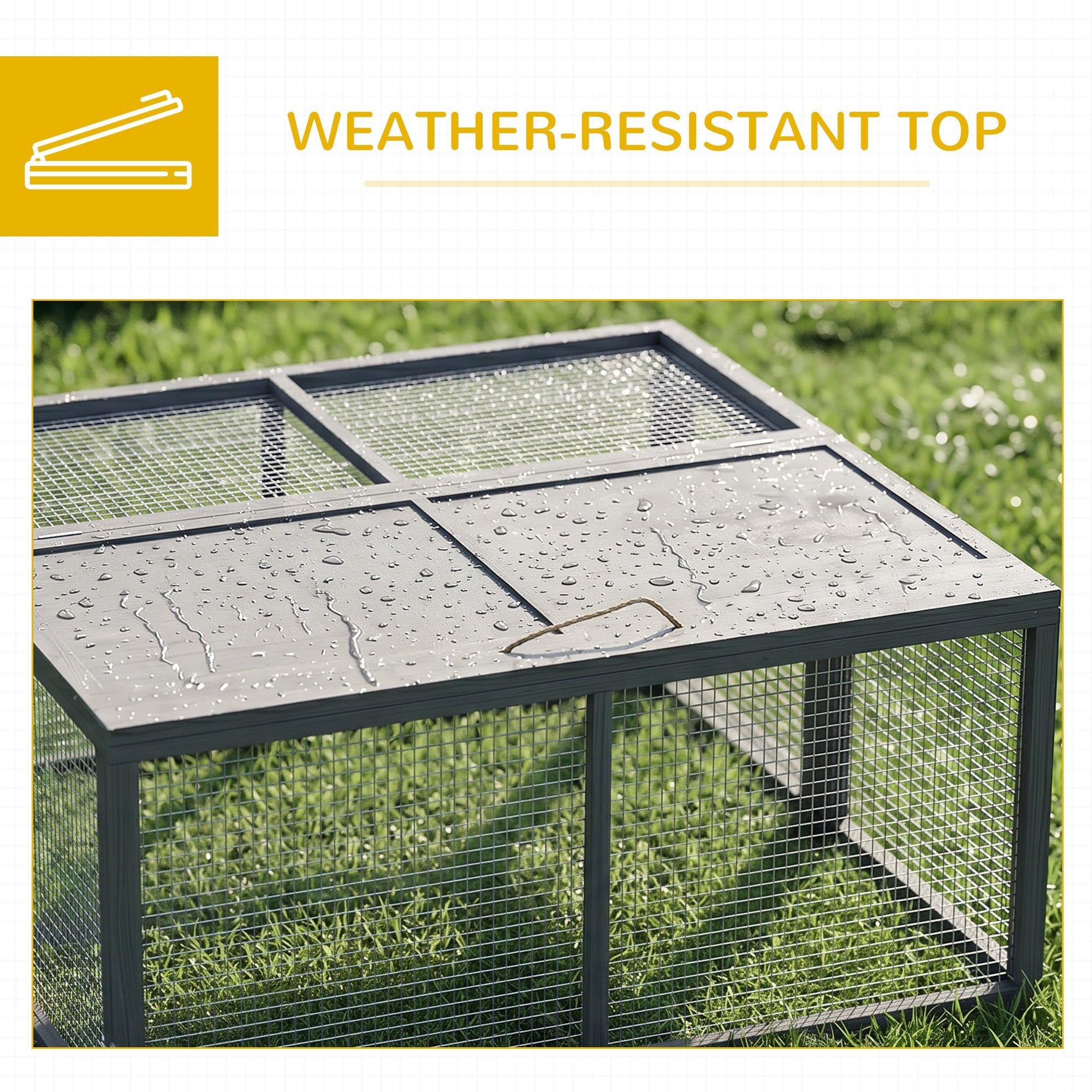 Rabbit Hutch, Folding Portable Wooden Bunny Cage with Openable Top, for 2-3 Rabbits, Small Animals, Guinea Pig Cage Small Chicken Coop for Outdoor, Garden - Gray