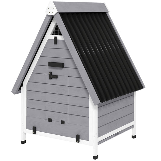 Chicken Coop for 2 Hens, Outdoor Wooden Chicken House with Removable Nesting Box & Roosting Bar, Tray, Ramp, Poultry Cage Rabbit Hutch, 31" x 29" x 43", Grey