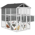 Load image into Gallery viewer, 77" Large Chicken Coop for 6-8 Chickens, Outdoor Wooden Hen House Poultry Cage with Run, 3 Nesting Boxes, Waterproof Roof, Removable Tray, Ramp for Farm Backyard, Gray
