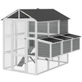 Load image into Gallery viewer, 77" Large Chicken Coop for 6-8 Chickens, Outdoor Wooden Hen House Poultry Cage with Run, 3 Nesting Boxes, Waterproof Roof, Removable Tray, Ramp for Farm Backyard, Gray
