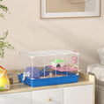 Load image into Gallery viewer, Hamster Cage, Small Gerbil Cage 2 Tiers Portable w/ Handle, Exercise Wheel, Water Bottle, Dishes, Blue
