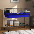 Load image into Gallery viewer, PawHut Two-Story Small Animal Cage Removable from Stand, Guinea Pig Cage, Hedgehog Cage, Chinchilla Cage, Ferret, with Shelf & Wheels, Pet Habitat, 39" x 20.5" x 36.5", Blue
