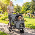 Load image into Gallery viewer, Dog Stroller, 3 Wheels Pet Stroller with Dual Entry, Easy One-Click Quick Fold, Mesh Windows, Washable Cushion, Pet Travel Buggy for Small and Medium Dogs and Cats, Grey
