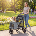 Load image into Gallery viewer, Dog Stroller, 3 Wheels Pet Stroller with Dual Entry, Easy One-Click Quick Fold, Mesh Windows, Washable Cushion, Pet Travel Buggy for Small and Medium Dogs and Cats, Grey
