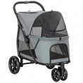 Load image into Gallery viewer, Dog Stroller, 3 Wheels Pet Stroller with Dual Entry, Easy One-Click Quick Fold, Mesh Windows, Washable Cushion, Pet Travel Buggy for Small and Medium Dogs and Cats, Grey
