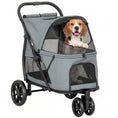 Load image into Gallery viewer, Dog Stroller, 3 Wheels Pet Stroller with Dual Entry, Easy One-Click Quick Fold, Mesh Windows, Washable Cushion, Pet Travel Buggy for Small and Medium Dogs and Cats, Grey
