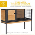 Load image into Gallery viewer, PawHut Rabbit Hutch Elevated Bunny Cage Small Animal Habitat with Metal Frame, No Leak Tray, Mtetal Wire Pan and Openable Water-Resistant Asphalt Roof for Indoor/Outdoor Natural Wood
