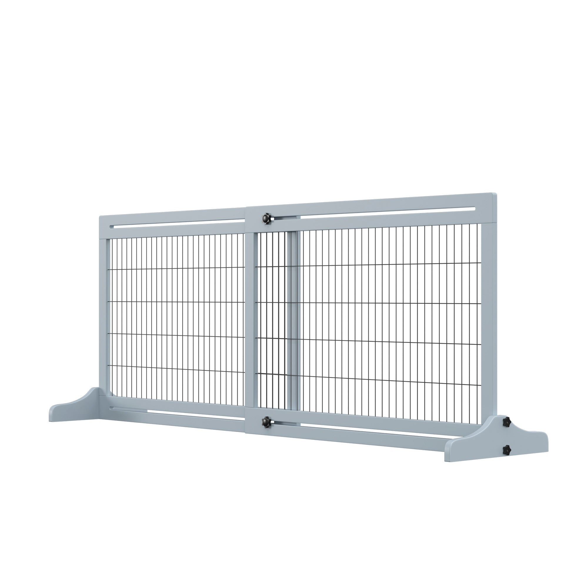 PawHut 72" W x 27.25" H Extra Wide Freestanding Pet Gate with Adjustable Length Dog, Cat, Barrier for House, Doorway, Hallway, Gray
