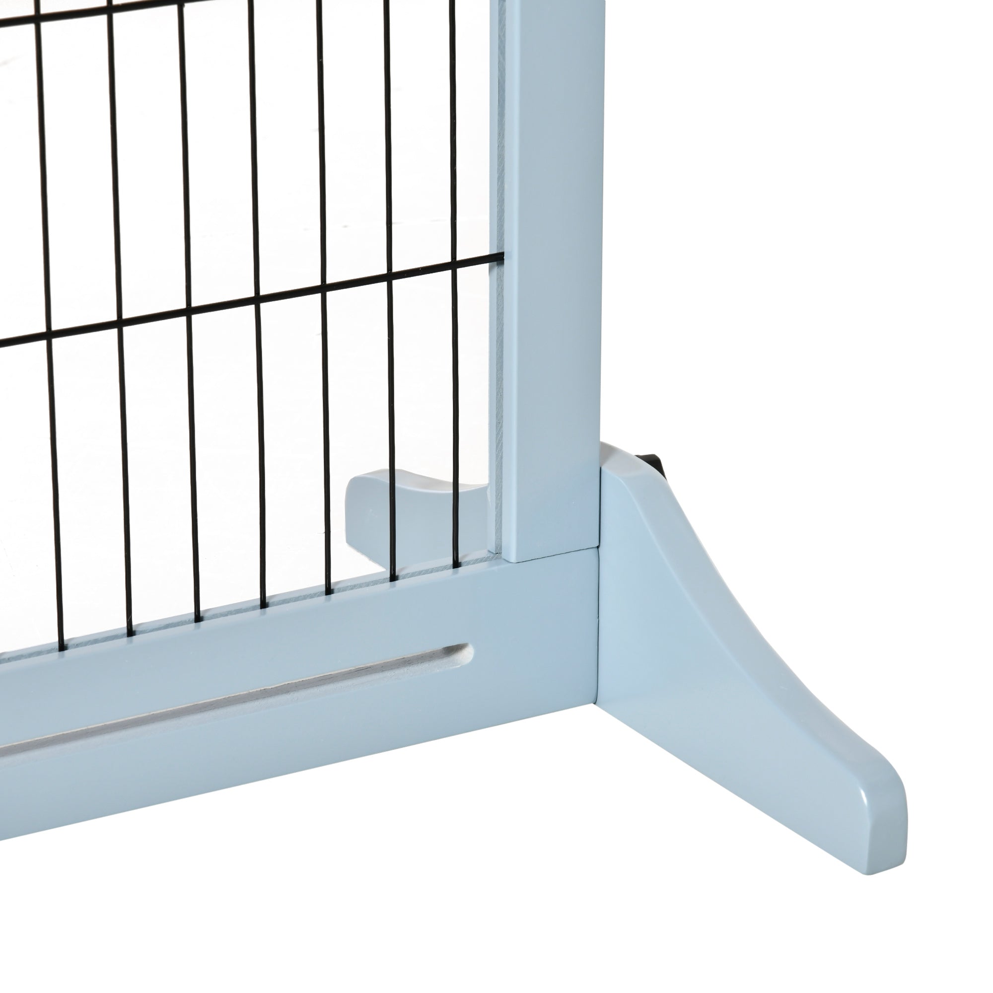 Free Standing Pet Gate, Wooden Foldable Dog Gate with 41"-72" Adjustable Length, Support Feet, Pet Barrier for Small Medium Dogs, for Stairway, Doorway, Hallway, Grey