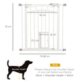 Load image into Gallery viewer, Stair Gate Dog Gate Pet Barrier Pressure Fit Safety Gate with Small Cat Door, Auto Closing System, Double Locking, Hallways, 74-80cm Openings - White
