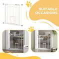 Load image into Gallery viewer, Stair Gate Dog Gate Pet Barrier Pressure Fit Safety Gate with Small Cat Door, Auto Closing System, Double Locking, Hallways, 74-80cm Openings - White

