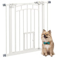 Load image into Gallery viewer, 30"H Tall Dog Gate, Pet Gate with Cat Door, Auto-Close Pressure-Mounted Steel Safety Gate Barrier, Double Locking for Doorways Hallways Stairs, Fits 29"-31.5"W, White
