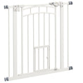 Load image into Gallery viewer, Stair Gate Dog Gate Pet Barrier Pressure Fit Safety Gate with Small Cat Door, Auto Closing System, Double Locking, Hallways, 74-80cm Openings - White
