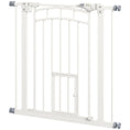 Load image into Gallery viewer, Stair Gate Dog Gate Pet Barrier Pressure Fit Safety Gate with Small Cat Door, Auto Closing System, Double Locking, Hallways, 74-80cm Openings - White

