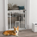 Load image into Gallery viewer, Stair Gate Dog Gate Pet Barrier Pressure Fit Safety Gate with Small Cat Door, Auto Closing System, Double Locking, Hallways, 74-80cm Openings - White
