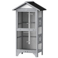 Load image into Gallery viewer, Wooden Bird Aviary Parrot Cage Pet Furniture Large Outdoor Play House with Removable Bottom Tray, 2 Doors, Asphalt Roof, 4 Perches, Light Grey
