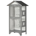 Load image into Gallery viewer, Wooden Bird Aviary Parrot Cage Pet Furniture Large Outdoor Play House with Removable Bottom Tray, 2 Doors, Asphalt Roof, 4 Perches, Light Grey
