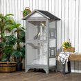 Load image into Gallery viewer, Wooden Bird Aviary Parrot Cage Pet Furniture Large Outdoor Play House with Removable Bottom Tray, 2 Doors, Asphalt Roof, 4 Perches, Light Grey
