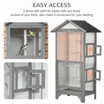 Load image into Gallery viewer, Wooden Bird Aviary Parrot Cage Pet Furniture Large Outdoor Play House with Removable Bottom Tray, 2 Doors, Asphalt Roof, 4 Perches, Light Grey
