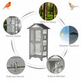 Load image into Gallery viewer, Wooden Bird Aviary Parrot Cage Pet Furniture Large Outdoor Play House with Removable Bottom Tray, 2 Doors, Asphalt Roof, 4 Perches, Light Grey
