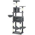 Load image into Gallery viewer, Cat Tree, 202cm Large Cat Tower for Indoor Kittens with 6 Scratching Posts, 2 Condos, 2 Perches, 2 Hammocks, Pompoms, Multi-Level Plush Kitty Activity Centre for Rest and Play, Dark Grey
