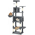 Load image into Gallery viewer, Cat Tree, 202cm Large Cat Tower for Indoor Kittens with 6 Scratching Posts, 2 Condos, 2 Perches, 2 Hammocks, Pompoms, Multi-Level Plush Kitty Activity Centre for Rest and Play, Dark Grey
