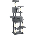 Load image into Gallery viewer, Cat Tree, 202cm Large Cat Tower for Indoor Kittens with 6 Scratching Posts, 2 Condos, 2 Perches, 2 Hammocks, Pompoms, Multi-Level Plush Kitty Activity Centre for Rest and Play, Dark Grey
