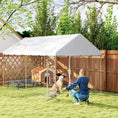 Load image into Gallery viewer, Outdoor Dog Kennel with Roof, Heavy Duty Dog Run Outdoor Fence Cage with Adjustable & Rotating Bowls, Waterproof UV-Resistant Cover, Secure Lock, 13.1' x 7.5' x 7.5'
