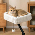 Load image into Gallery viewer, Cat Desk Bed, 360° Rotatable Raised Cat House for Desk and Window, Soft Kitten Hammock with Hanging Ball, Adjustable Clamp for Indoor Kittens, White
