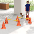 Load image into Gallery viewer, Dog Agility Set, Portable Pet Jump Training Equipment Kit for Six Cones, Six Poles with Carry Bag, Three-Piece Adjustable Height Jumping Obstacles, Orange
