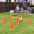 Load image into Gallery viewer, Dog Agility Set, Portable Pet Jump Training Equipment Kit for Six Cones, Six Poles with Carry Bag, Three-Piece Adjustable Height Jumping Obstacles, Orange
