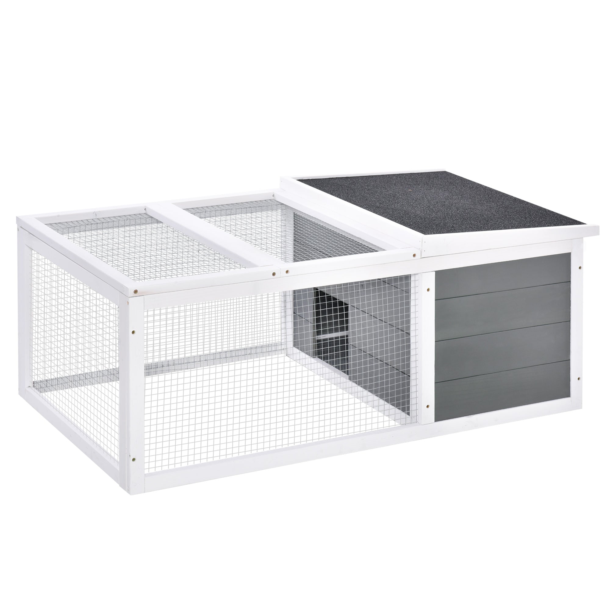 Rabbit Hutch Guinea Pig Hutch Wooden Small Animal Cage Rabbit Run Duck House with Openable Roof for Indoor Outdoor 115 x 66 x 47.5 cm