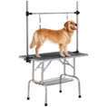 Load image into Gallery viewer, 42" Foldable Dog Grooming Table Adjustable Pet Cat Drying Beauty Table Rubber Top with 2 Loops Storage Basket Metal Black
