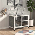 Load image into Gallery viewer, Rabbit Hutch Indoor Wooden Guinea Pig House Hamster Cage with Wheels, 2 Layers Bunny Cage with Openable Roof, 91.5 x 53.3 x 73 cm, Grey
