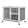 Load image into Gallery viewer, Rabbit Hutch Indoor Wooden Guinea Pig House Hamster Cage with Wheels, 2 Layers Bunny Cage with Openable Roof, 91.5 x 53.3 x 73 cm, Grey
