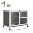 Load image into Gallery viewer, Rabbit Hutch Indoor Wooden Guinea Pig House Hamster Cage with Wheels, 2 Layers Bunny Cage with Openable Roof, 91.5 x 53.3 x 73 cm, Grey
