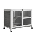 Load image into Gallery viewer, Rabbit Hutch Indoor Wooden Guinea Pig House Hamster Cage with Wheels, 2 Layers Bunny Cage with Openable Roof, 91.5 x 53.3 x 73 cm, Grey
