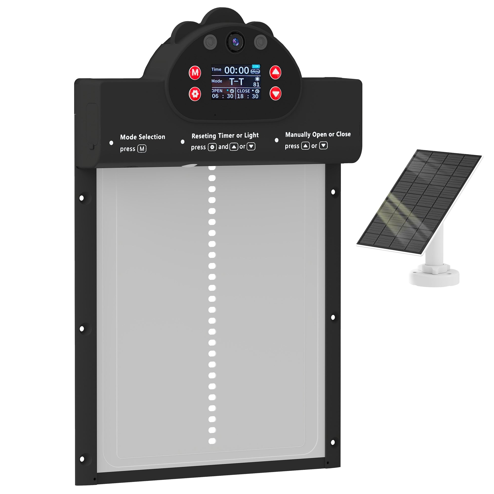 2K HD AI Camera Automatic Chicken Coop Door, WiFi Solar Powered Auto Chicken Coop Door Opener with Timer & Light Sensor, APP Remote Control, 5200 mAh Battery, Anti-Pinch & Alarm Driver Function